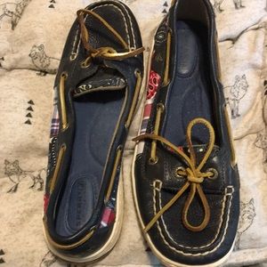 Blue and Red Sperry Boat Shoes